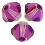 Swarovski 5328 Peonzas de cristal de 3 mm - Brillo fucsia 2X x50