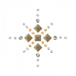 Motivo strass Hotfix estrella 3 cm Crystal/Met. Light Gold/Golden Shadow