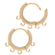Pendientes criollos con 5 anillos abiertos 12 mm - Dorado con oro fino x2|raw }}