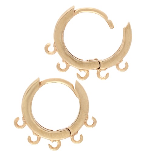 Pendientes criollos con 5 anillos abiertos 12 mm - Dorado con oro fino x2