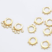 Pendientes criollos con 5 anillos abiertos 12 mm - Dorado con oro fino x2