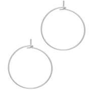Pendientes de aro fino de 25 mm - Alambre de 0,8 mm - Rodio x2
