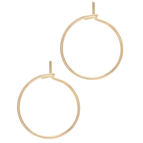 Pendientes de aro fino para decorar 16 mm - Alambre 0,8 mm - Dorado con oro fino x2