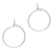 Pendientes de aro 16 mm - Del hilo 0,8 mm - Rodio x2