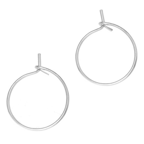Pendientes de aro 16 mm - Del hilo 0,8 mm - Rodio x2