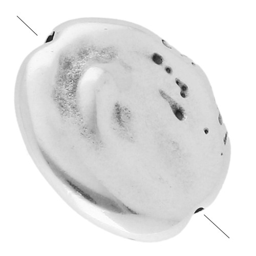 Cuenta irregular - paleta redonda 17 mm - Chapa de plata fina envejecida x1