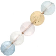 Perlas planas facetadas redondas - 4 mm perlas de piedras preciosas - Morganita x10