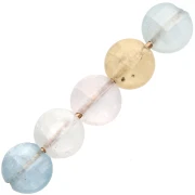 Perlas planas facetadas redondas - 4 mm perlas de piedras preciosas - Morganita x10