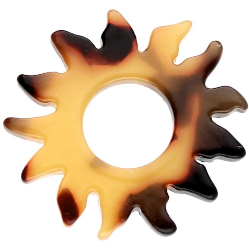 Colgante sol acetato 22 mm - Carey - Marrón - Negro x1