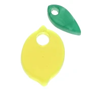 Dije de limón y hoja 15x11 mm en acetato amarillo transparente - Verde x1
