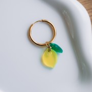 Dije de limón y hoja 15x11 mm en acetato - Amarillo transparente - Verde x2