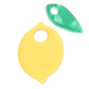 Dije de limón y hoja 15x11 mm en acetato - Amarillo opaco - Verde x1