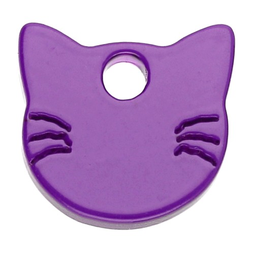 Colgante cabeza de gato 14,5x15,5 mm en acetato - Morado oscuro x1