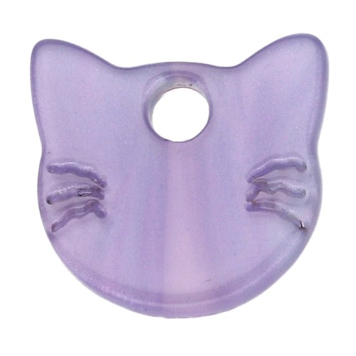 Dije cabeza de gato 14.5x15.5 mm en acetato - Lila iridiscente x1