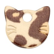 14.5x15.5 mm Acetato Cabeza de Gato - Beige Guepardo - Marrón Oscuro x1
