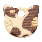 14.5x15.5 mm Acetato Cabeza de Gato - Beige Guepardo - Marrón Oscuro x1