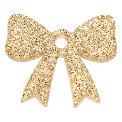 Colgante de nudo acrílico 16,5x20 mm - purpurina dorada x1