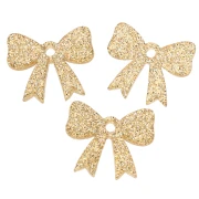 Colgante de nudo acrílico 16,5x20 mm - purpurina dorada x1