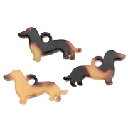 Colgante de acetato Teckel 11x20 mm - Carey - Marrón - Negro x1