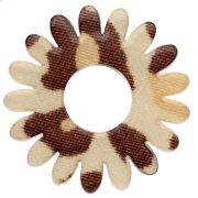 Colgante acrílico Flor de Margarita 20 mm - Beige Guepardo - Marrón Oscuro x1