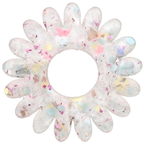 Colgante de acrílico Flor de margarita de 20 mm - Brillo amarillo - Rosa AB x1