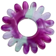 Colgante flor margarita 20 mm acetato - Carey - Violeta - Verde x1