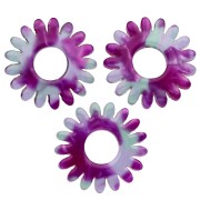 Colgante flor margarita 20 mm acetato - Carey - Violeta - Verde x1