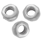 Cuentas arandalas irregulares de 5 mm —agujero grande— chapadas en plata fina envejecida x5|raw }}
