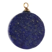 15 mm sunburst charm - 304 gold stainless steel - Lapis lazuli tinted x1