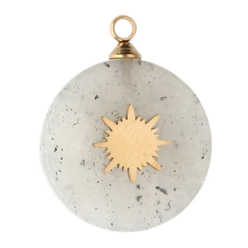15 mm sunburst charm - acero inoxidable 304 oro - Labradorita x1