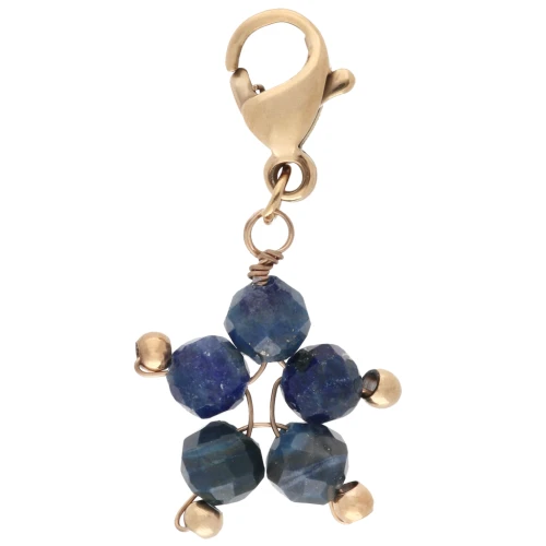 Charms estrella con cierre - Acero inoxidable 304 Oro - Lapislázuli x1