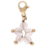 Dije con forma de estrella y cierre - Acero inoxidable 304 dorado con cuarzo Strawberry teñido