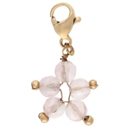 Dije con forma de estrella y cierre - Acero inoxidable 304 dorado con cuarzo Strawberry teñido