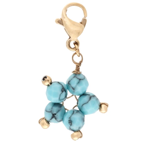 Charms estrella con cierre - Acero inoxidable 304 Oro - Imitación turquesa x1