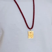 Colgante rectángulo 27.5x18 mm - signo zodiacal Aries - acero inoxidable 304 Oro x1