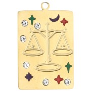 Colgante rectángulo 27,5x18 mm - signo del zodíaco Libra - acero inoxidable 304 Gold|raw }}