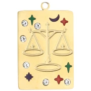 Colgante rectángulo 27,5x18 mm - signo del zodíaco Libra - acero inoxidable 304 Gold