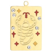 Colgante rectángulo 27,5x18 mm - Signo zodiacal Escorpio - Acero inoxidable 304 Oro|raw }}