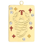 Colgante rectángulo 27,5x18 mm - Signo zodiacal Escorpio - Acero inoxidable 304 Oro