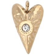 charm corazón alargado 17,5x10 mm con strass - acero inoxidable 304 Oro x1|raw }}