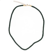 Verde oscuro - Collar de cordón trenzado de poliéster de 4 mm - Acero inoxidable 304 - Oro - Verde oscuro x1 Collar de cordón trenzado de poliéster de 4 mm - Acero inoxidable 304 - Oro - Verde oscuro x1