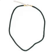 Collar de cordón trenzado de poliéster de 4 mm - Acero inoxidable 304 - Oro - Verde oscuro x1