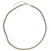 Collar de cordón trenzado de poliéster de 4 mm - Acero inoxidable 304 - Oro - Caqui x1