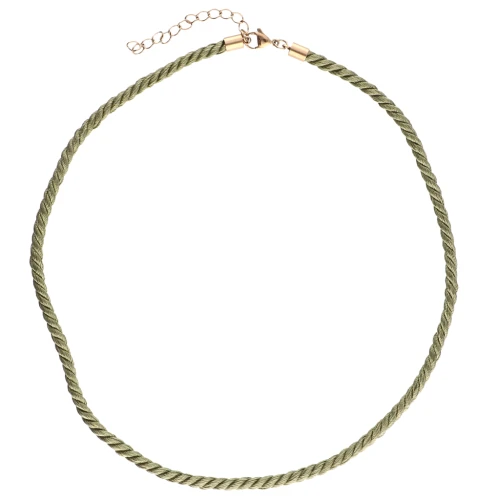 Collar de cordón trenzado de poliéster de 4 mm - Acero inoxidable 304 - Oro - Caqui x1