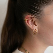 Ear cuff - Anillo ancho efecto ondulado 12 mm - Acero inoxidable chapado en oro 304 x1