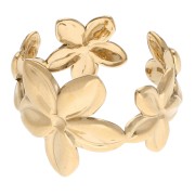 Anillo flor ajustable - S.50 a S.61 - Acero inoxidable 316L chapado en oro x1|raw }}