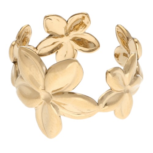 Anillo flor ajustable - S.50 a S.61 - Acero inoxidable 316L chapado en oro x1