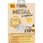 Lote de 10 hojas de gofrado metálico 29x18,5cm Graine Creative - Oro - Plata