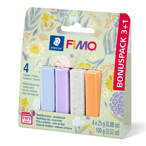 Surtido de 4 colores de pasta Fimo Soft y Effect - Floral x1