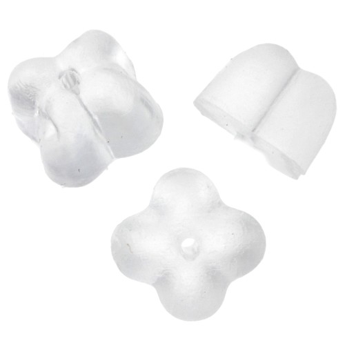 Tapas de silicona de 6 mm con forma de trébol para pendientes de clavo - Transparentes x10